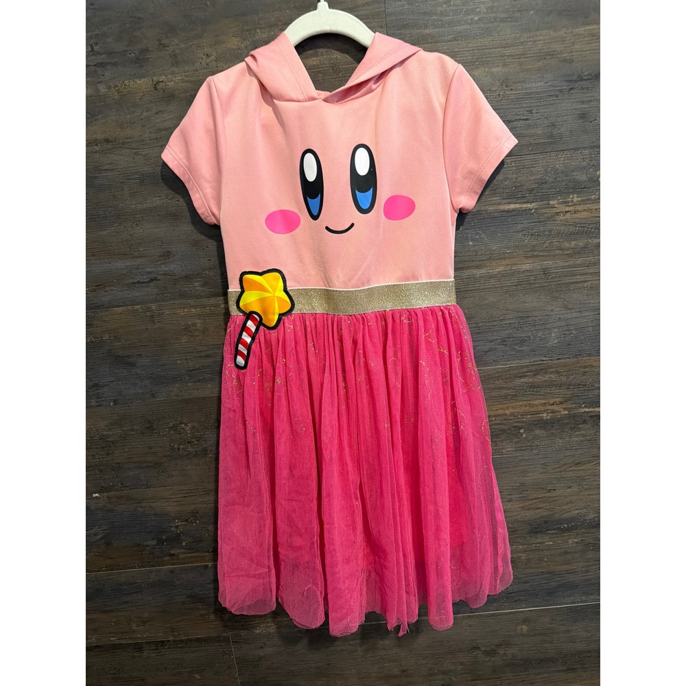 Nintendo Kirby Girls Pink Hooded Tulle Skirt Dress Size Medium